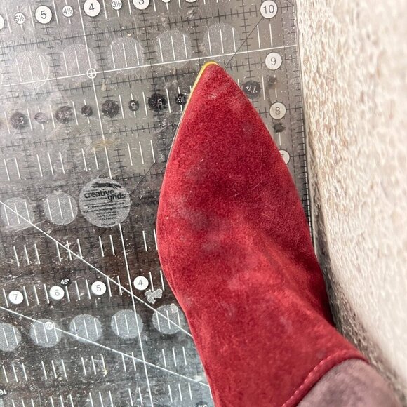 Tory Burch Lila 90mm Women Size 6M Burgundy Grey Black Suede Knee High Boot - Picture 15 of 15